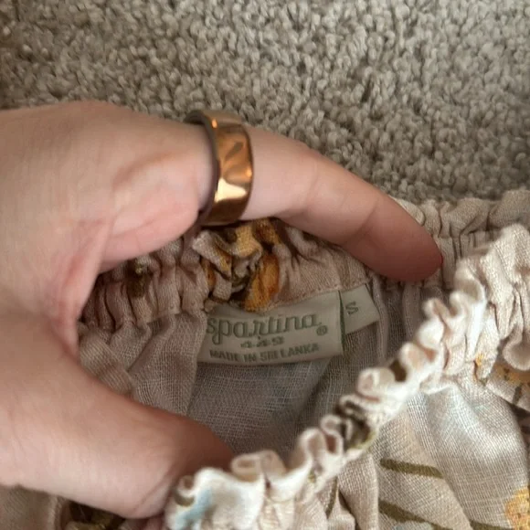 SPARTINA Audrey Linen Romper Babbie's Store Poppies Floral Puff Sleeve Romper Sm - Picture 7 of 10